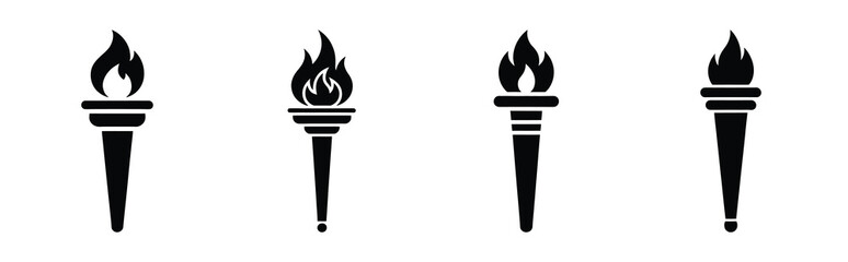 Illustration of the new year torch simple silhouette vector icon set. happy New Year 2026 vector icons collection.