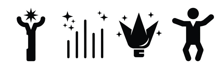 Illustration of the party shine simple silhouette vector icon set. happy New Year 2026 vector icons collection.