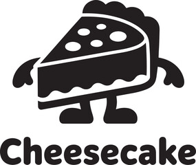 cheesecake slice with cartoon arms and legs character isolated on transparent background