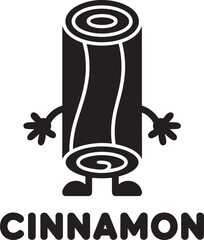 cinnamon stick cartoon character with arms and legs isolated on transparent background