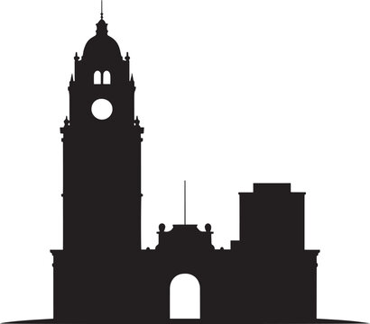 Havana city skyline silhouette with el capitolio landmark vector graphic illustration of famous places