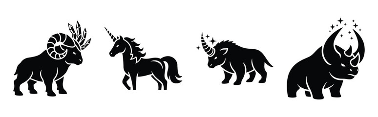 Illustration of the sparkle hornburst simple silhouette vector icon set. happy New Year 2026 vector icons collection.