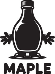 Maple syrup bottle character with arms and feet, sweet food vector illustration design