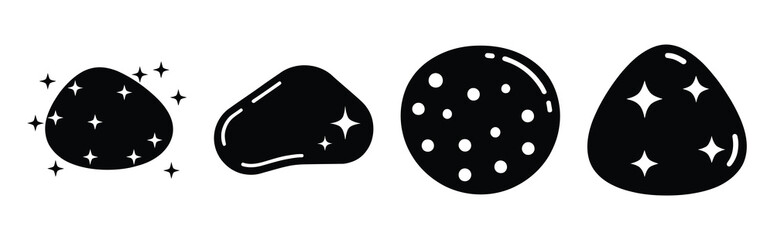 Illustration of the sparkle pebble simple silhouette vector icon set. happy New Year 2026 vector icons collection.