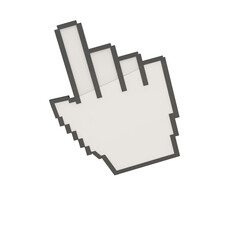 Pixelated hand cursor icon on  transparent background,Pixelated 3d hand,png,3d hand mouse