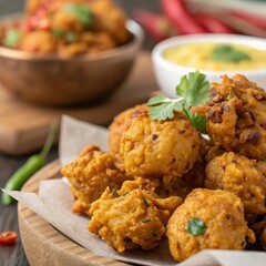 Delicious Indian pakora appetizer with spicy chutney offers vibrant flavor and authentic culinary experience for food lovers and cultural cuisine enthusiasts.