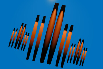 Symmetrical Soundwave Bars with Orange Glow on Blue.eps