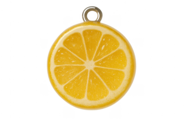 Yellow lemon slice charm key chain ornament