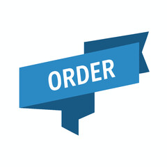 Blue angular “Order” banner perfect for directional shopping buttons and fast checkout visuals
