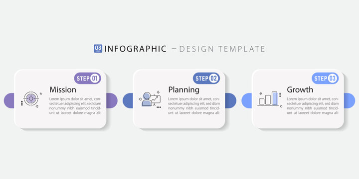 Business infographic template. 3 Step timeline journey. Process diagram, 3 options on white background, Infograph elements vector illustration.