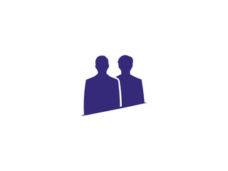Minimal Two-Person Silhouette Icon. Teamwork, Partnership, Group Logo Design.