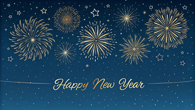 Happy New Year Fireworks Background &ndash; Golden Sparkles Celebration Wallpaper (HD)