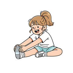 Happy Young Girl Stretching Forward in Seated Yoga Pose.