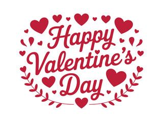 Happy valentine's day text with hearts and decorative elements around it
