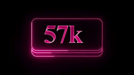 Neon 57k counter shows number increase on transparent