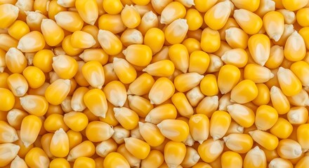 Heap of Yellow Corn Kernels Macro Texture Background
