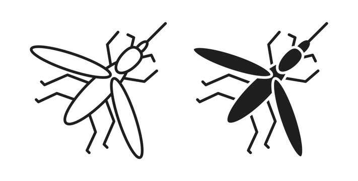 Mosquito icons set isolated on white background flat vector illustration.