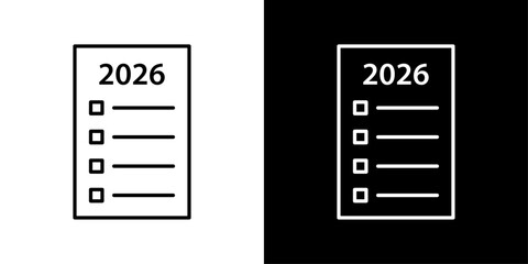 A clean and minimal Resolution List icon featuring checklist lines and a goal-setting theme, perfect for New Year designs and productivity visuals.