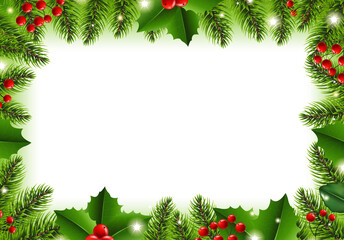 Fir Tree Bolder With Holly Berry Border