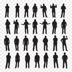 Diverse Group of People Silhouettes Collection in Various Poses and Styles