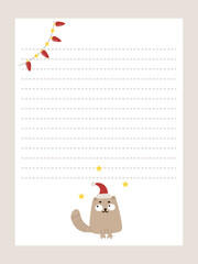 Page template for New Year's posts with a cute cat and festive garland