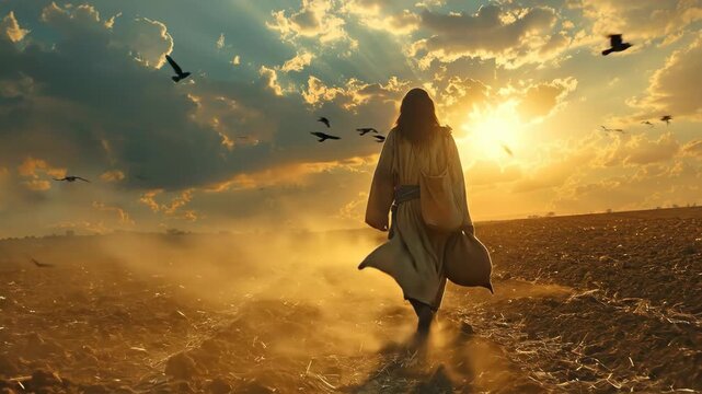 A sower went out to sow. The video can be used to illustrate Gospel parables.