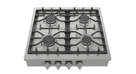 Gas stove top view on white background