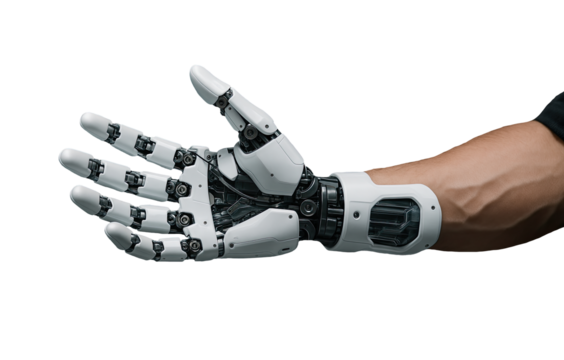 Advanced Bionic Prosthetic Arm Isolated on Transparent Background