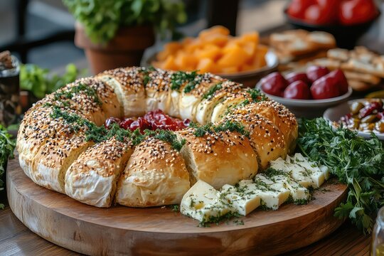 Simit and cheese platter, a quick and easy snack