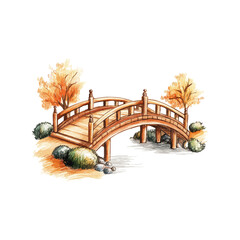 japanese bridge hand drawn vector illustration

