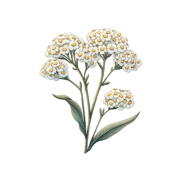 yarrow flower hand drawn illustration
