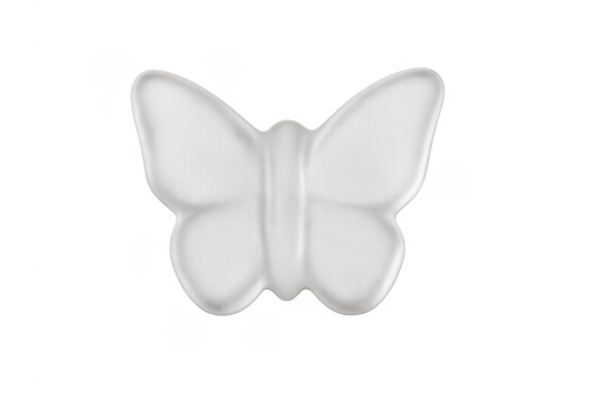 White butterfly shape cutout on transparent background