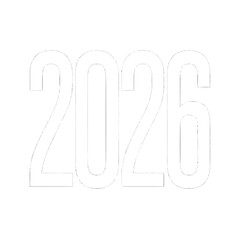 The year 2026 represented by large bold numbers with a textured outline isolated on white background