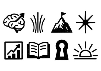 Hand drawn growth and success icons collection