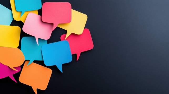 Colorful Speech Bubbles in Vibrant Colors on Dark Background