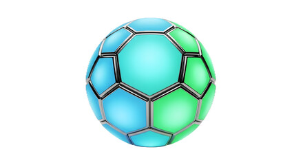 Obraz premium Light blue & green sphere reflects light on a black background. Great for product staging, tech branding, posters.