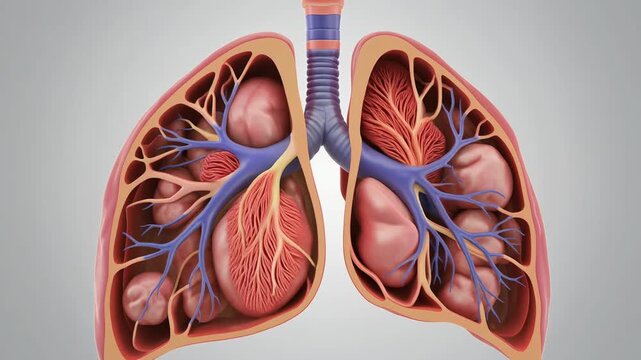 Anatomical Cross-Section of Healthy Human Lungs with Bronchial Tree