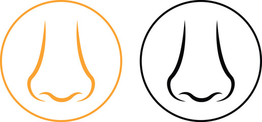 Smell nose icon set collection group in flat black line style, scent aroma odor sniff symbol pack, human sense olfactory element bundle, simple minimal outline illustration graphics vector © Asia