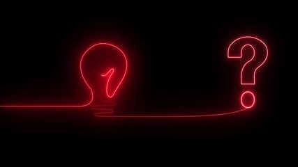 modern neon power sign solution symbol technology video Illuminated vintage light bulb with glowing question mark symbolizing creativity 4k, abstract, brainstorm.. - Powered by Adobe