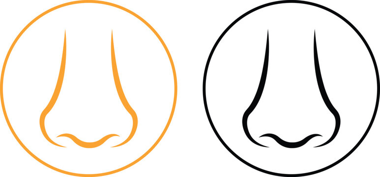 Smell nose icon set collection group in flat black line style, scent aroma odor sniff symbol pack, human sense olfactory element bundle, simple minimal outline illustration graphics vector