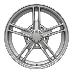 Obraz premium Sleek silver alloy car wheel rim design, a symbol of automotive performance and style, showcasing modern engineering for luxury vehicles