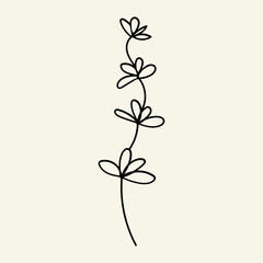 Floral Branch Doodle The air flow leaves wave linear pattern is reminiscent of an autumn windy weather handdrawn monochrome image. 