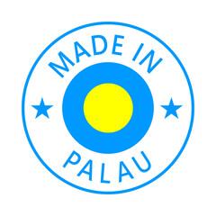 Palau Made in Stamp in circle with flag Vector template on white background