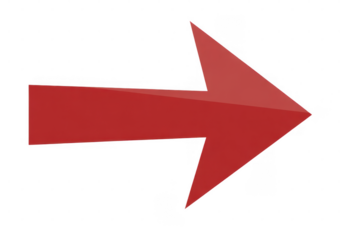 Red arrow pointing right isolated on a transparent background