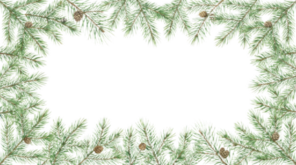 christmas border of branches. spruce twigs background. pine leaves isolated on a transparent background.