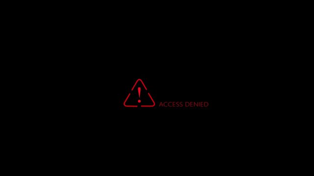 Access denied cyber security alert with neon colored video animation. Digital emergency security protection interface activation signal warning screen on a black background. - Powered by Adobe