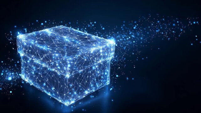 gift box present new year valentine birthday digital low poly wireframe video