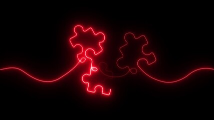 glowing neon Colorful, vibrant puzzle pieces create a captivating design against a dark background.4k video motion ,graphic animation ,
 - Powered by Adobe