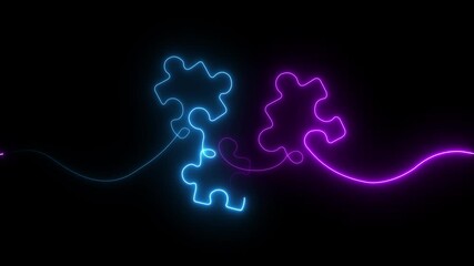 glowing neon Colorful, vibrant puzzle pieces create a captivating design against a dark background.4k video motion ,graphic animation ,
 - Powered by Adobe