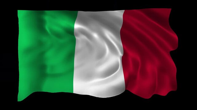 Realistic Italy flag waving in a seamless loop with alpha channel for overlays perfect for Festa della Repubblica, national day events, Italian celebrations, government projects, and 4K compositing